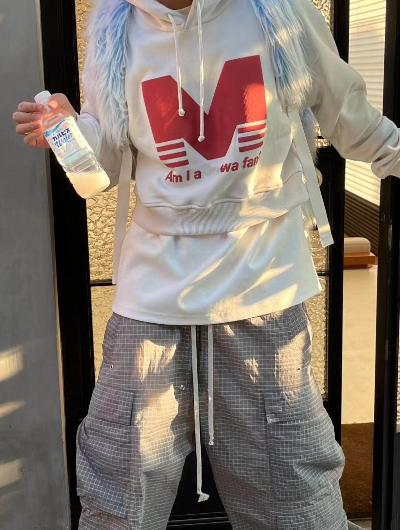 Mowalola “Am I a Mowa Fan?” Cropped Hoodie – White/Red