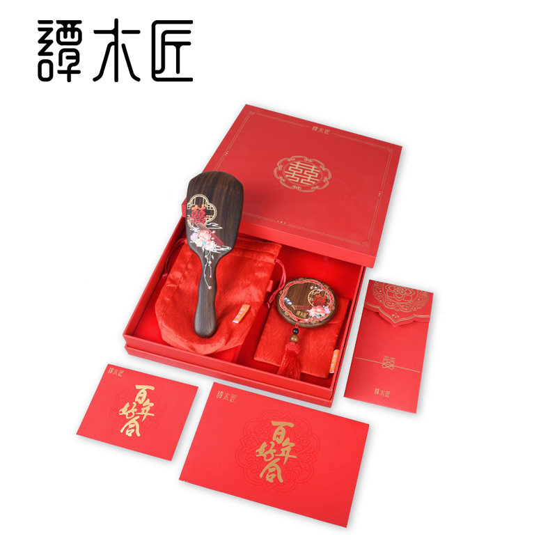谭木匠新品礼盒套装琴瑟百年结婚庆梳中式复古风按摩梳新婚礼物 - 图3