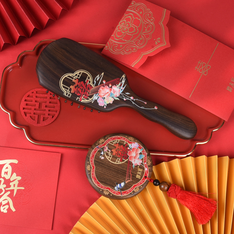 谭木匠新品礼盒套装琴瑟百年结婚庆梳中式复古风按摩梳新婚礼物 - 图1