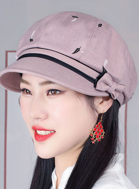 2026年春夏季帽子女帽韩版八角帽贝雷帽休闲时装帽显脸小妈妈帽子
