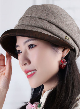 女士新款春秋渔夫帽时尚日系帽子百搭贝雷帽休闲妈妈鸭舌帽时装帽