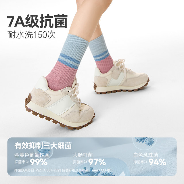 Xiaolongren 7A Antibacterial Boneless Autumn and Winter Socks Cotton Girls