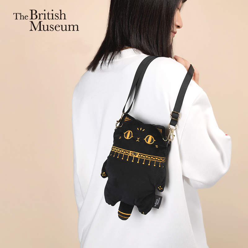 大英博物馆盖亚安德森猫毛绒手机包斜挎小包零钱包袋送女生礼物 - 图0