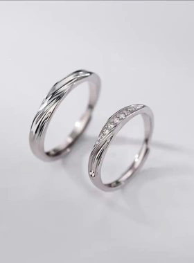 925镀银莫比乌斯情侣对戒时尚个性小众设计素圈戒指男女