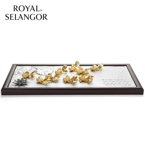 皇家雪兰莪ROYAL SELANGOR金鱼戏莲匾牌匾马来西亚手工锡制品挂件 - 图2