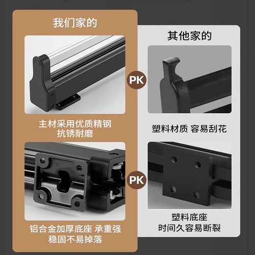 卡贝抽拉裤架伸缩滑轨家用顶装裤子收纳省空间多功能内置衣柜轨道 - 图1
