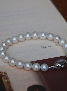 天然淡水爱迪生珍珠925纯银豌豆扣优质复古优雅法式手链