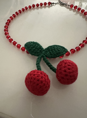 自己做的原创设计樱桃项链小众