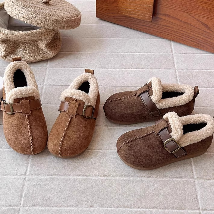 真皮女童勃肯鞋加绒儿童鞋子2025冬季新款男女童二棉鞋毛毛豆豆鞋,淘宝优惠券,粉丝福利购,淘宝优惠卷