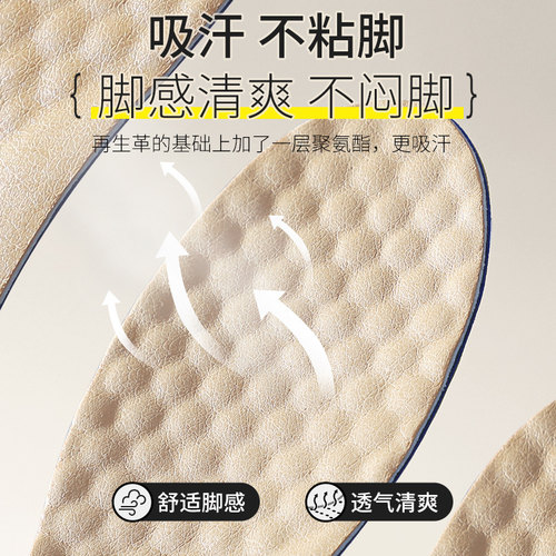 乐福鞋牛皮鞋垫女软底舒适透气吸汗防臭男真皮久站不累防痛皮鞋冬 - 图2