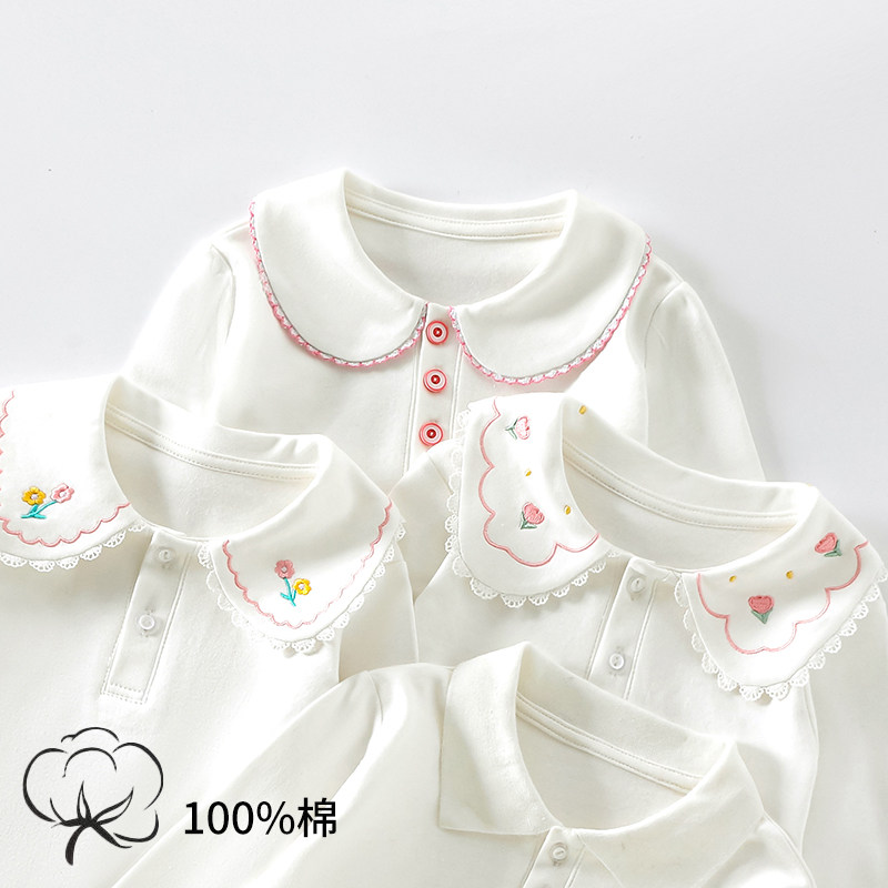儿童春秋纯色polo衫翻领打底衫女童纯棉白衬衫中大童长袖T恤上衣,淘宝优惠券,粉丝福利购,淘宝优惠卷