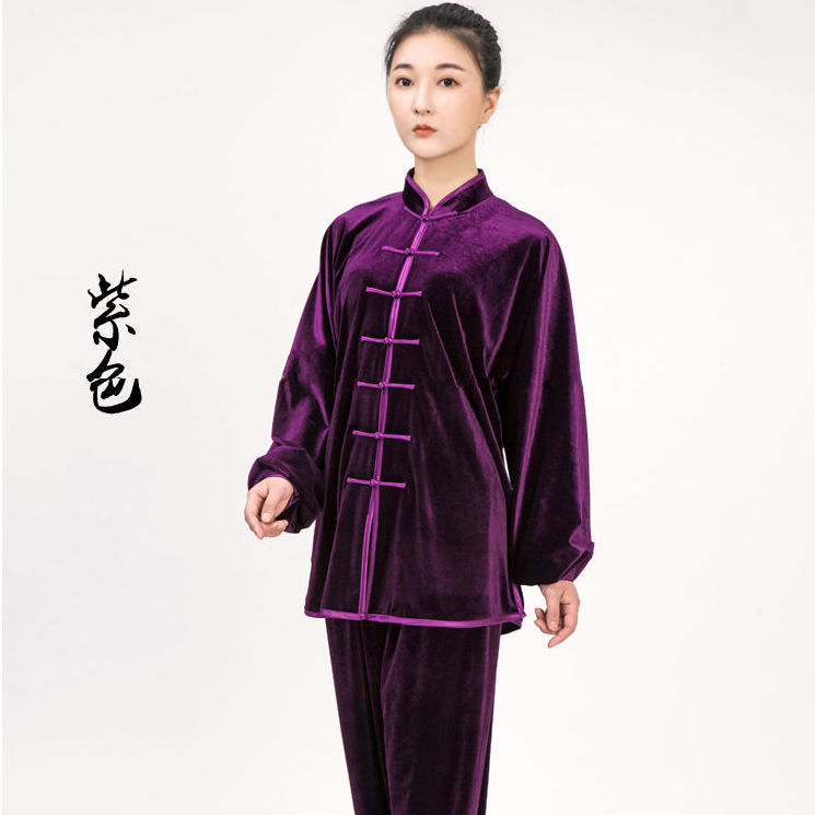 新2023秋冬新货太极拳练功服女加厚南韩绒打拳站桩武术表演服男加 - 图1