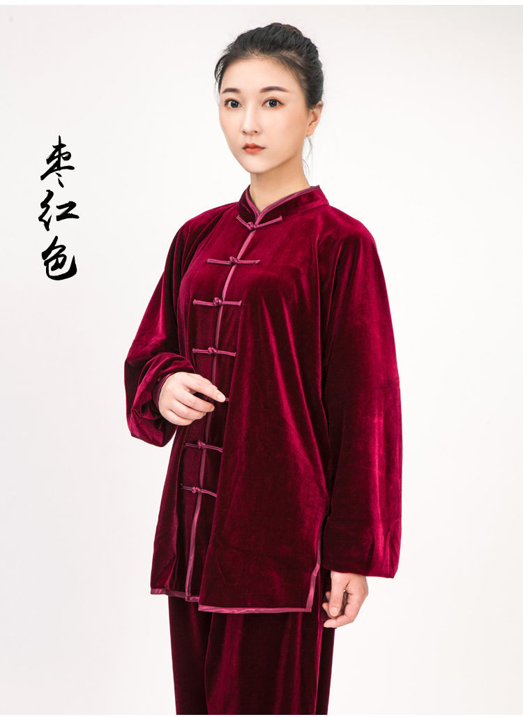 新2023秋冬新货太极拳练功服女加厚南韩绒打拳站桩武术表演服男加 - 图2