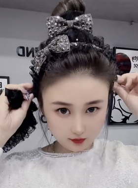 曲线蝴蝶结亮片蕾丝发箍高颜值爆款防滑齿时尚大方发饰女奢华发卡