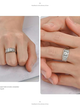 纯银男款磨砂戒指仿真莫桑钻白金钻戒不掉色情侣搭配情人节送男友