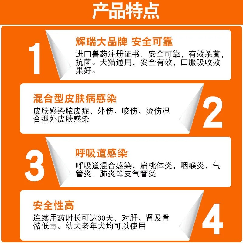 速诺猫鼻支消炎药感冒宠物速诺片猫口炎狗狗猫咪皮肤病50mg/250mg-图1