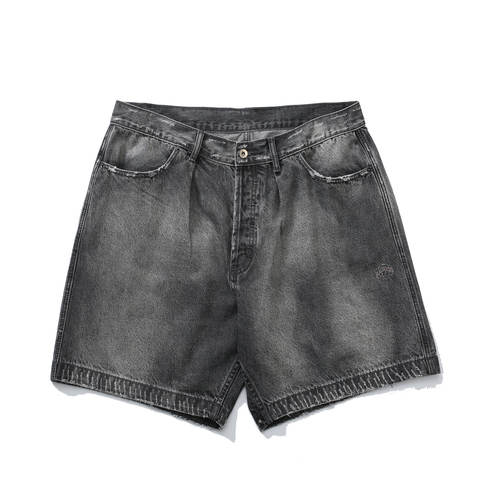 现货 MADNESS 余文乐同款 日系潮牌工装牛仔短裤宽松休闲裤子 - 图0