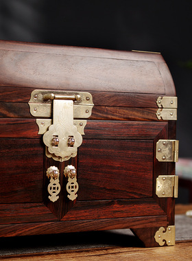 大红酸枝化妆盒嫦娥奔月红木质首饰收纳盒复古风中式女礼物珠宝箱