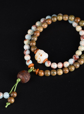 南美绿檀6mm双拼星月寿山石手链流行时尚佛珠男女情侣款手饰文玩