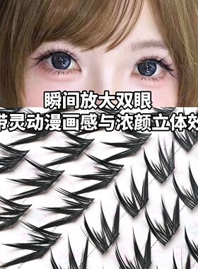 初遇季猫咪眼尾睫doll感落尾斜飞浓密上镜嫁接假睫毛二次元cos妆