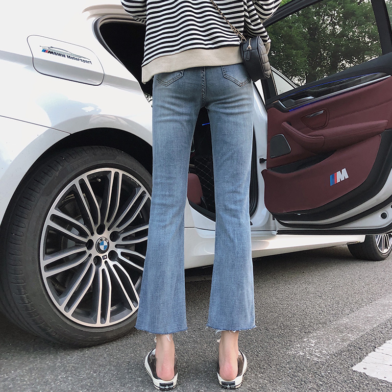 铅笔奇奇旗舰店九分牛仔裤女直筒宽松显瘦百搭年春夏装新款潮高腰八分喇叭裤0