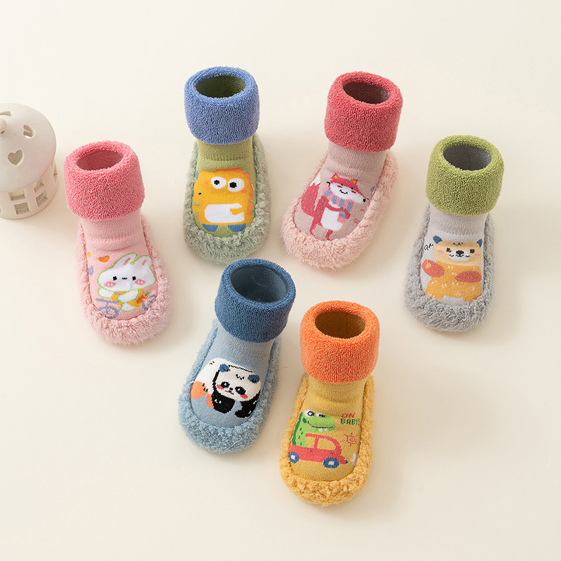 婴儿鞋袜6-12月秋冬季软底宝宝地板袜子鞋幼儿童防滑学步鞋子防掉