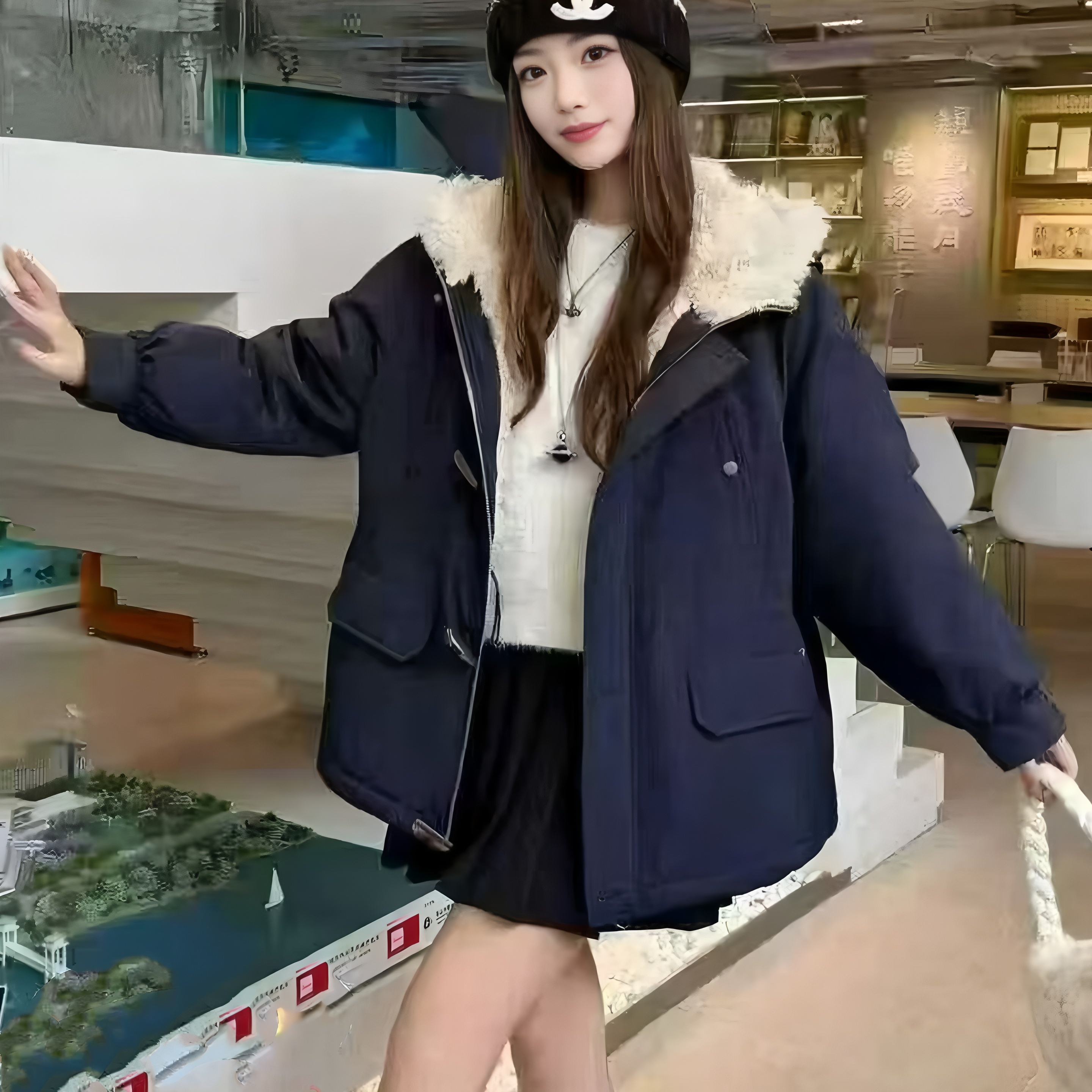休闲加绒派克服女2025秋冬季新款韩系小个子连帽保暖加厚棉服上衣 - 图3
