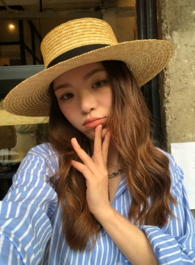 平顶草帽出游男女春夏季