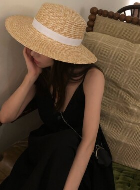 草帽出游法式女春夏平顶