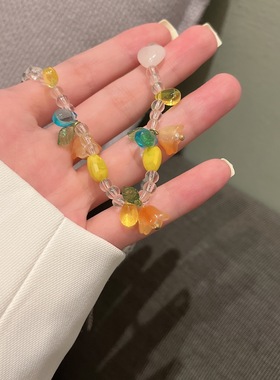 花朵串珠项链女锁骨链