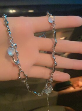 不规则月光石辣妹项链女