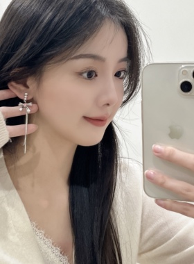 甜美蝴蝶结珍珠流苏耳环女