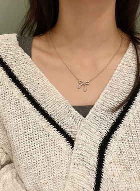 蝴蝶结女轻奢小众设计感气质项链