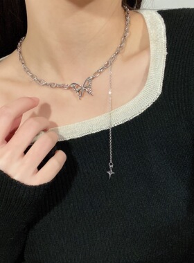 复古蝴蝶卫衣项链女星星夸张流苏