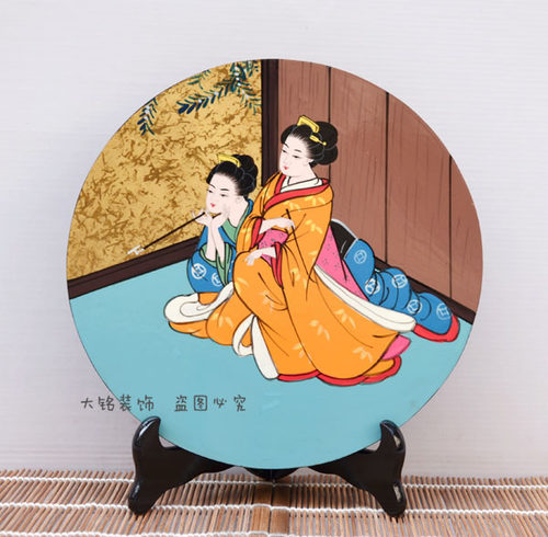 日本原单 和风传统日式工艺品 和室装饰品 漆画圆板摆件 漆器多款 - 图1