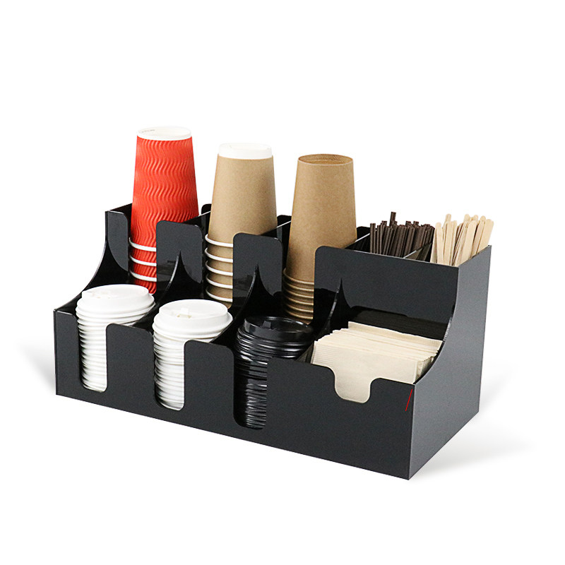 咖啡杯架奶茶店吧台用品纸巾吸管收纳盒商用  一次性纸杯架取杯器