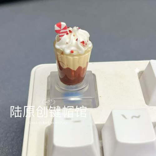 创意圣诞奶茶键帽透明透光十字轴游戏机械键盘帽可爱个性方底键帽 - 图2
