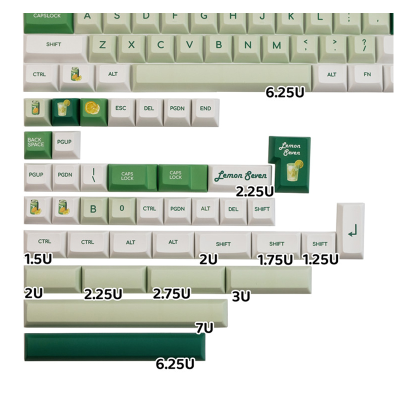 KCA高度柠七键帽PBT热升华机械键盘用按键球帽个性柠檬茶全套键帽 - 图3