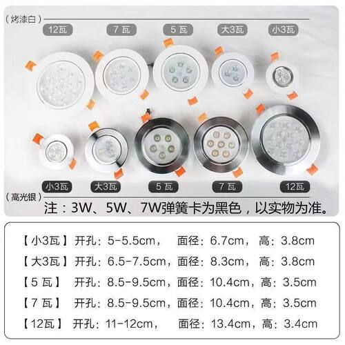 LED小射灯天花嵌入式筒灯家用客厅吊顶店铺牛眼灯孔灯洞灯3w5瓦7w - 图3
