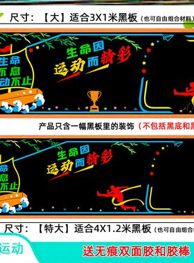 校园教室2026足球墙面班级中小学校装饰墙贴画篮球运动主题黑板报