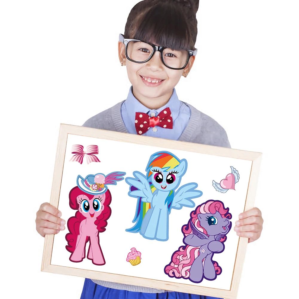 6/12Sheets DIY Pony Puzzle Stickers Make a Face Cute Unicorn-图2