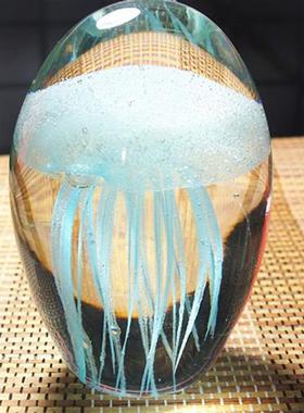 创意生日礼物品送闺蜜男女生玻璃发光水母水晶球夜光灯琉璃小摆件