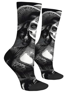 Sugar Skull Art Men's Socks Novelty Day of the Dead Theme Re