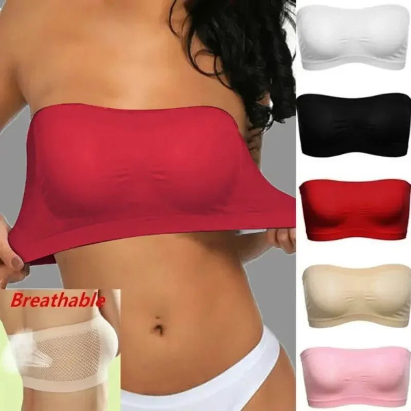 Summer Breathable Mesh Tube Bra Invisible Strapless Crop Top - 图0