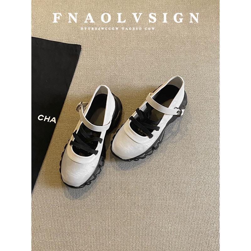 羊皮版~厚底增高芭蕾风玛丽珍鞋女冬季新款交叉弹力带小个子单鞋,淘宝优惠券,粉丝福利购,淘宝优惠卷