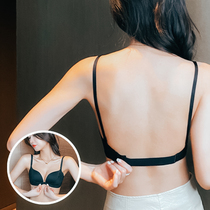 No Marks BACK FINE SHOULDER STRAP UNDERWEAR LADY 2023 NEW THIN BREAST Slim Chest Coaling Front Buttoned Back Bra Hood Suit