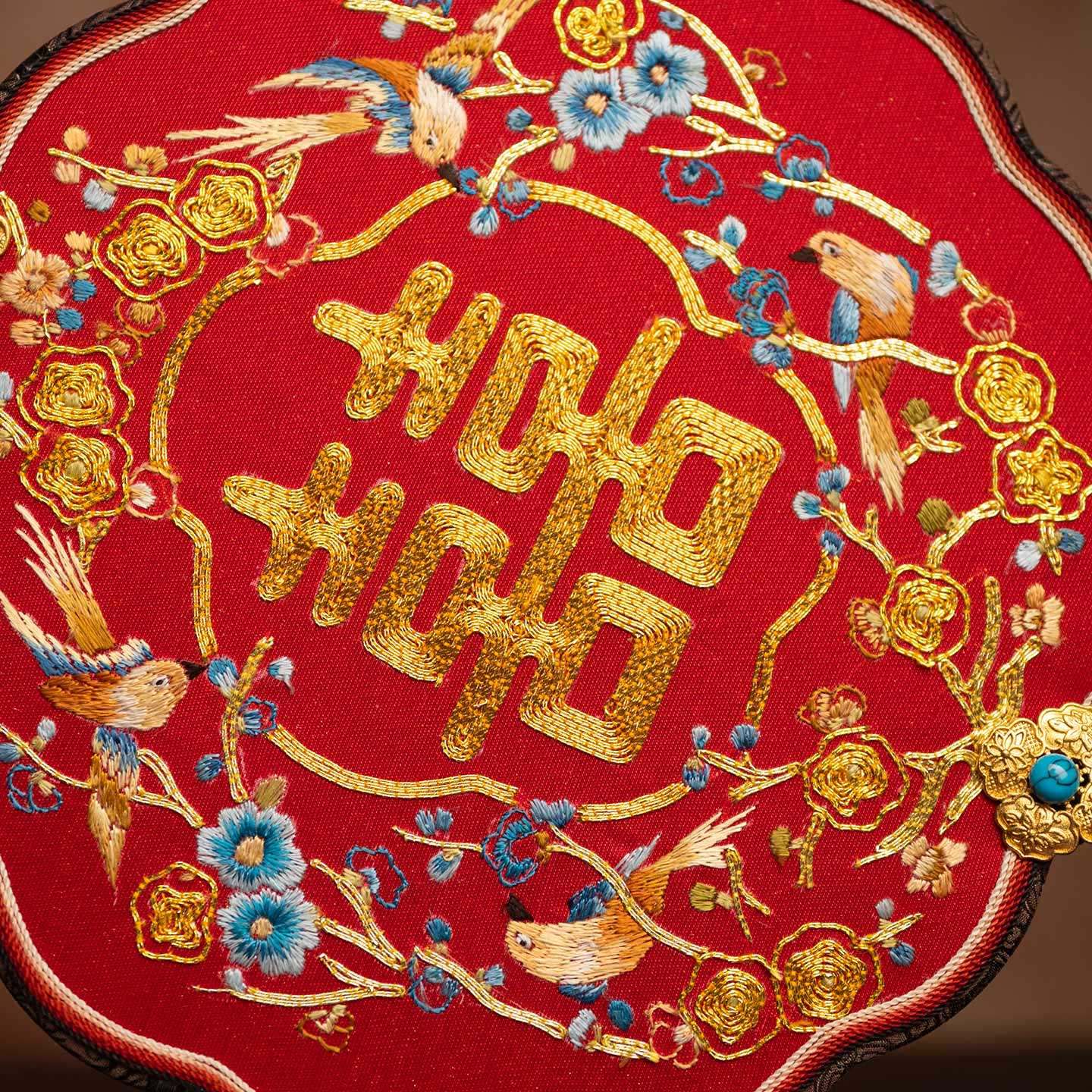 苏州刺绣中式喜扇新娘婚扇手工盘金绣扇子国风特色绣美工艺扇成品,淘宝优惠券,粉丝福利购,淘宝优惠卷