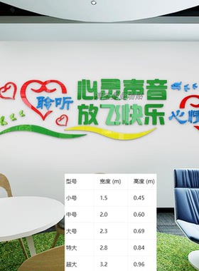 心理咨询室布置装饰墙贴亚克力3d立体自粘贴画沙发背景墙文字标语