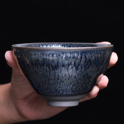 建盏主人杯茶杯天目盏油滴百花茶盏家用大号单个仿宋代点茶碗手工 虎窝淘