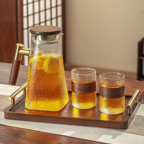 中式复古玻璃水杯套装待客家用客厅茶具茶杯杯具家庭轻奢喝水杯子 - 图1